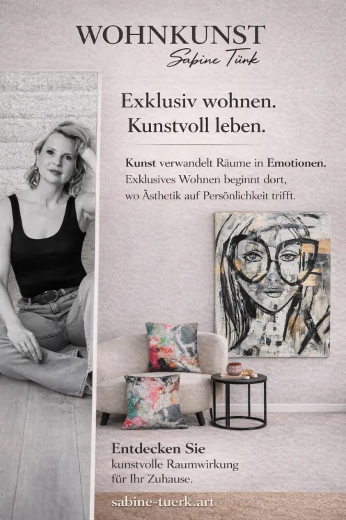 Künstlerin Sabine Türk mit ihren Gemälden
