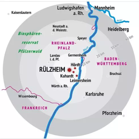 Kartenausschnitt der Südpfalz